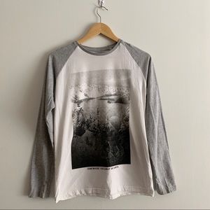 White & Gray Long Sleeve Baseball T Shirt from H&M